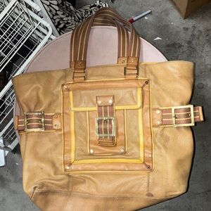 Tory Burch Tan and Brown Leather heavy Tote Bag